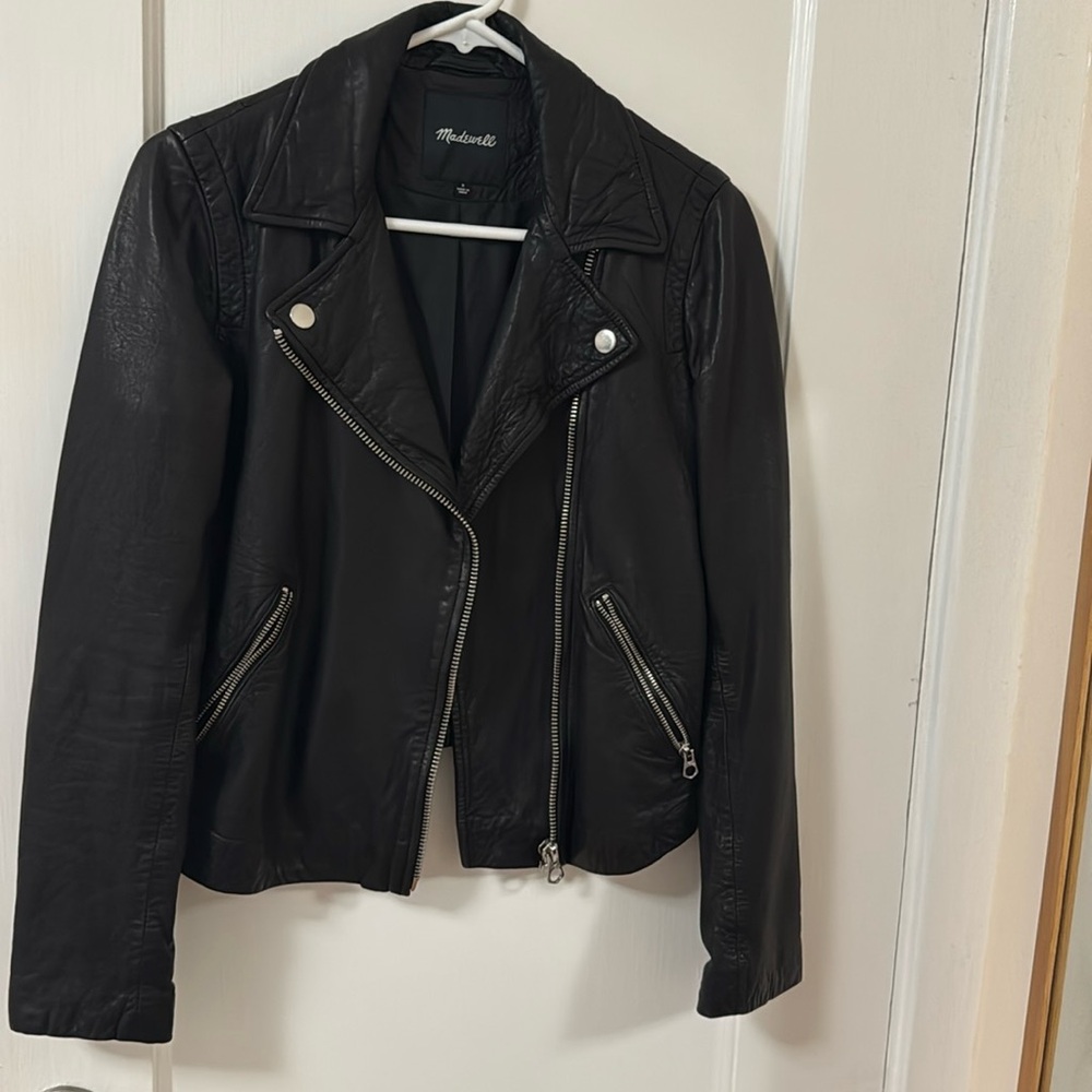 Madewell | Black Washed Leather Moto Jacket size S